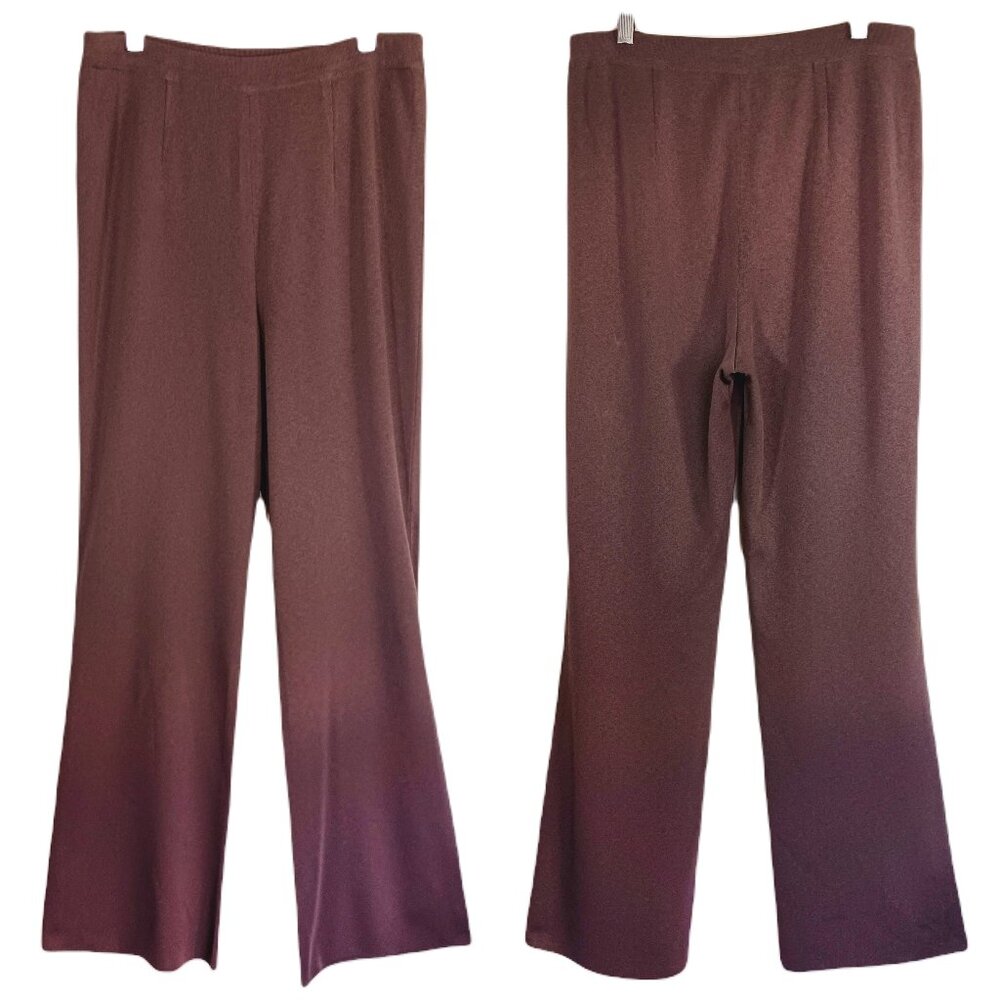 Misook Brown Knit Straight LegPull On Pants, Size M